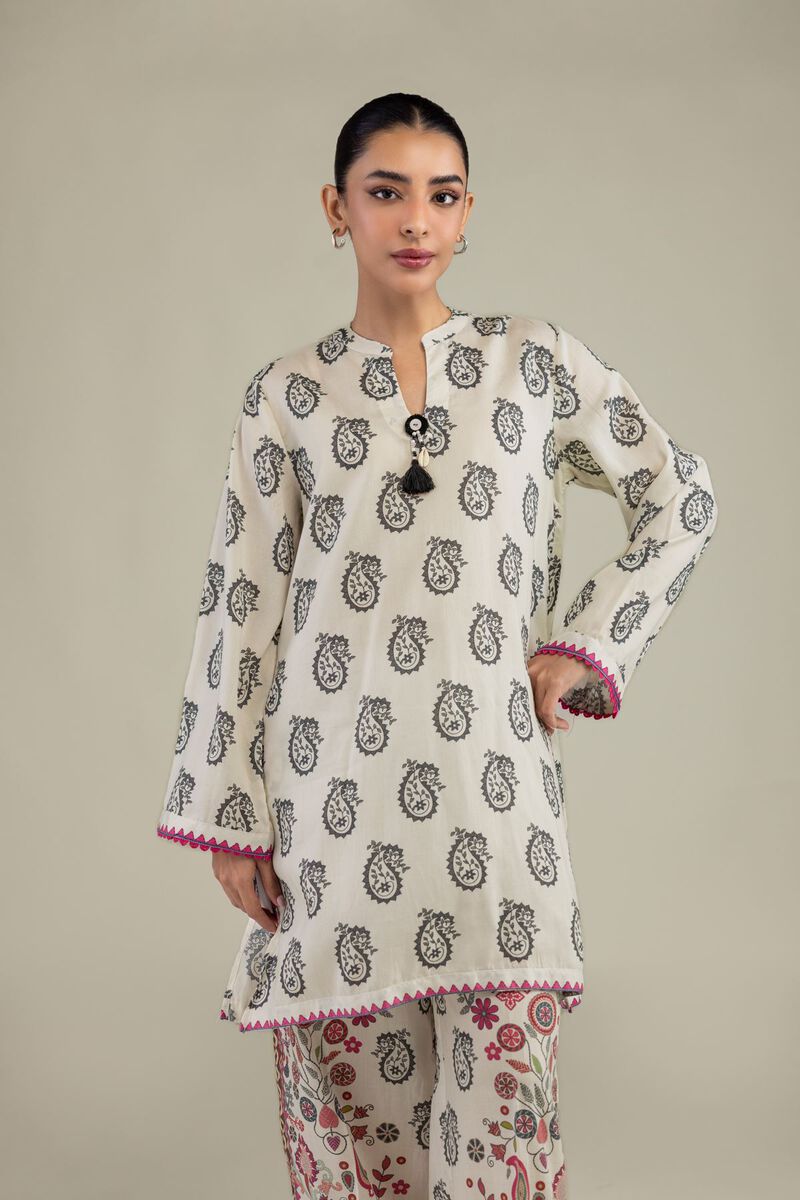 Printed | Textured Weave | Short Paisley Kurta | USD 35.00