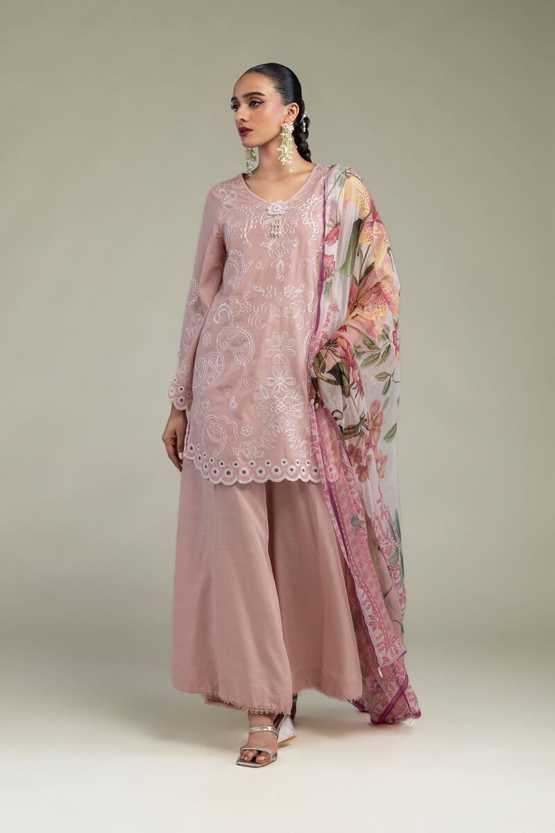 Embroidered | Chiffon | Floral Pink Dupatta | USD 30.00