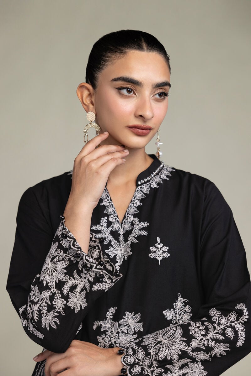Raw Silk | Black Silk Kurta | USD 70.00
