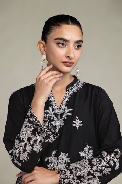 Raw Silk | Black Silk Kurta | USD 70.00