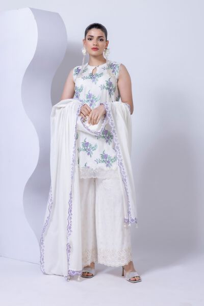 Embroidered | Crosshatch Raw Silk | Pants | USD 40.00