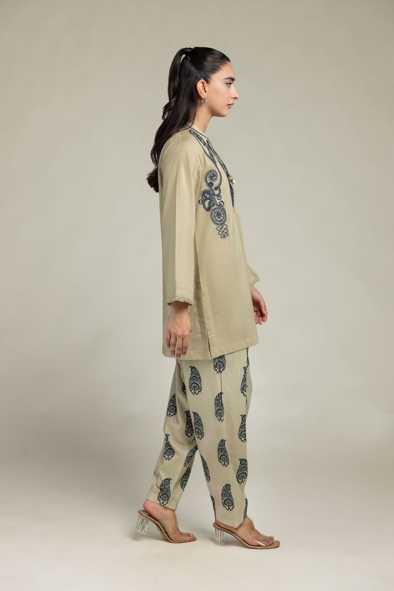 Embroidered | Cambric | Beige Paisley Shalwar | USD 30.00