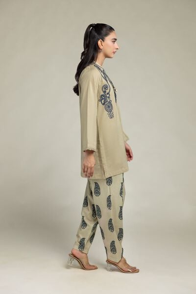 Embroidered | Cambric | Beige Paisley Shalwar | USD 30.00