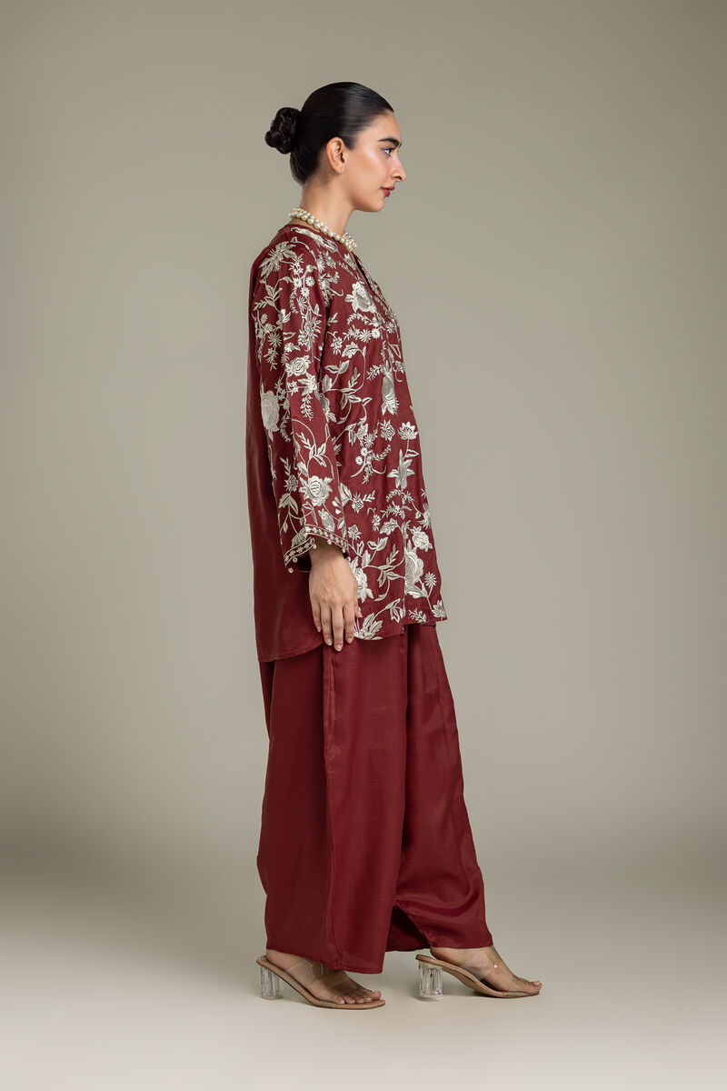 Embroidered | Raw Silk | Short Maroon Kurta | USD 70.00