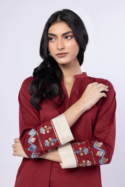 Embroidered | Crosshatch Poplin | Kurta | USD 30.00
