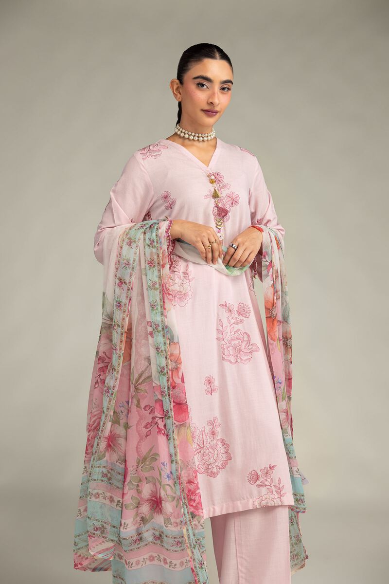 Embroidered | Mesuri | Pink Floral Dupatta | USD 30.00