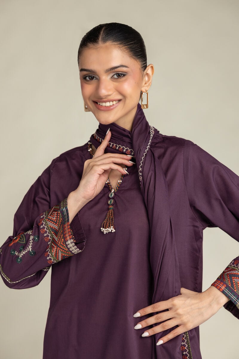 Embroidered | Lawn | Purple Lawn Dupatta | USD 35.00
