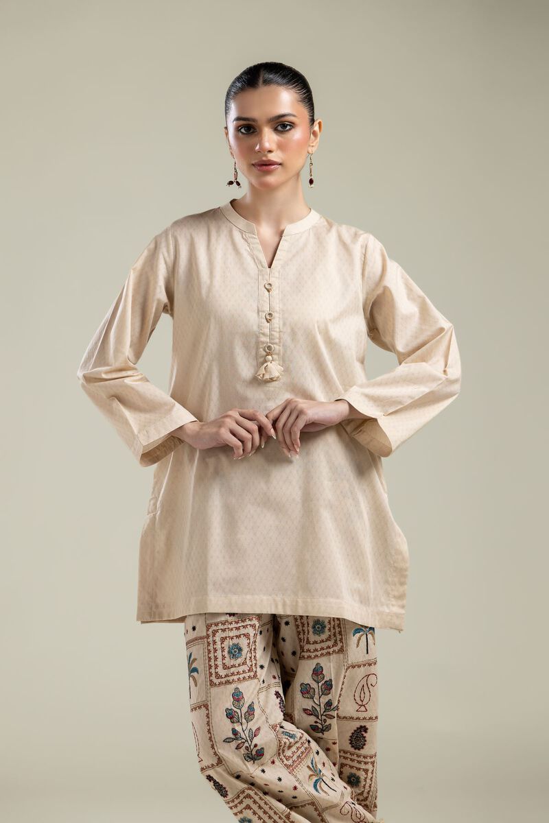 Embroidered |Cotton Dobby | Beige Cotton Kurta | USD 30.00