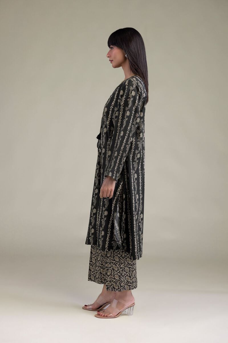 Printed | Cambric | Black V-Neck Kurta | USD 30.00