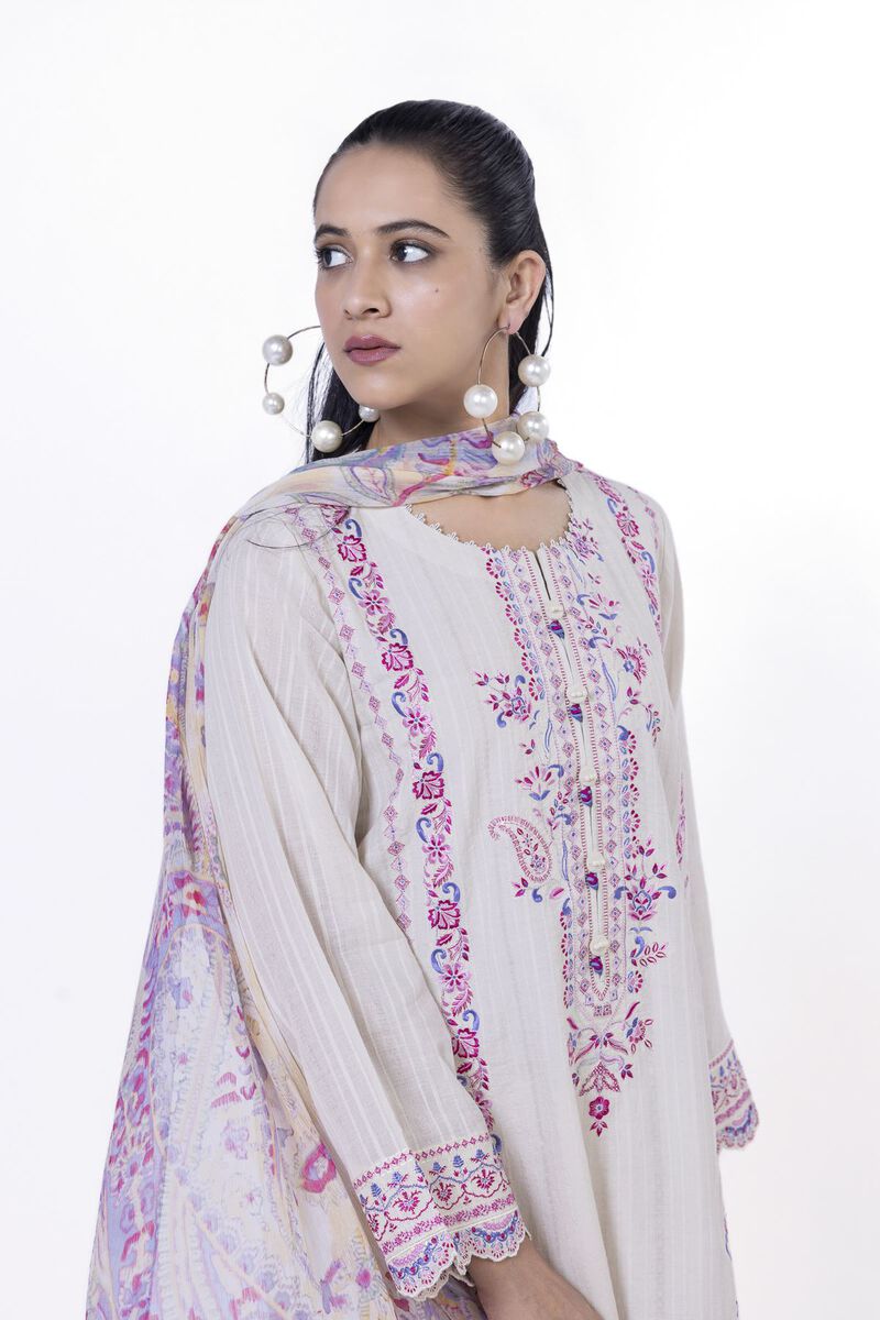 Embroidered | Textured Cotton | Tailored 3 Piece | USD 42.50