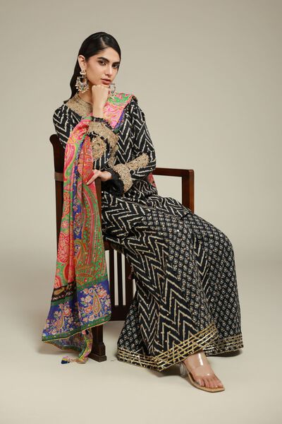 Embroidered | Raw Silk | 3 Piece Co-ord Set | USD 145.00