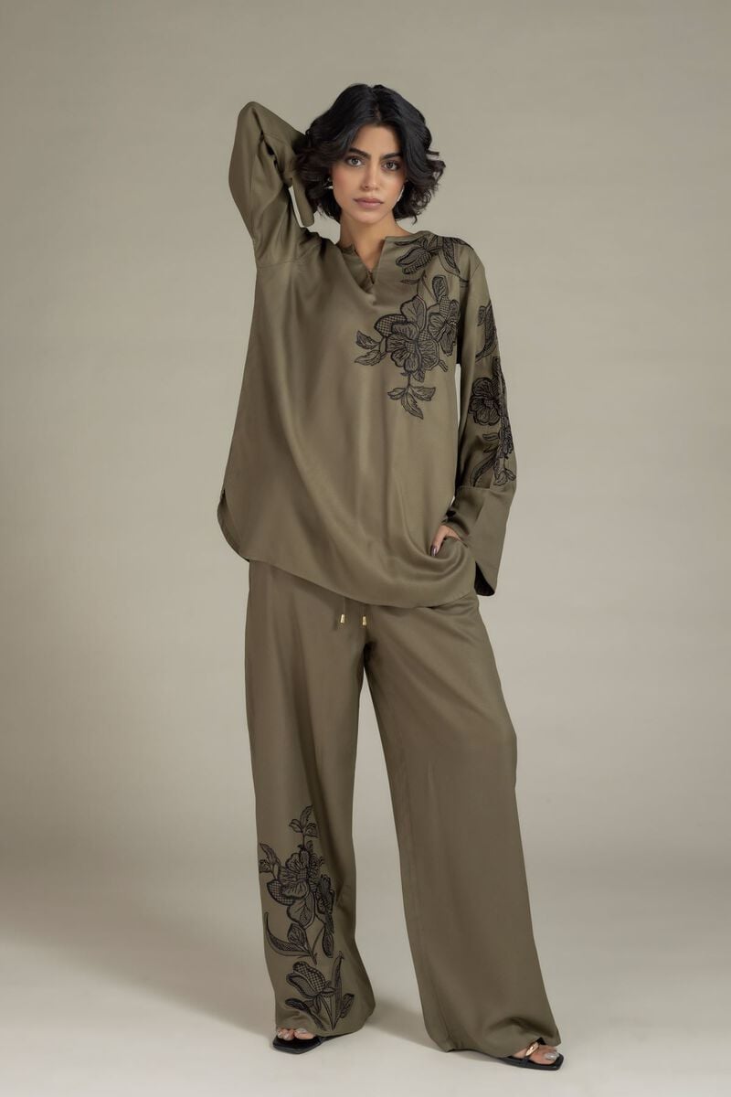 Embroidered | Viscose Crepe | Trousers | USD 20.00