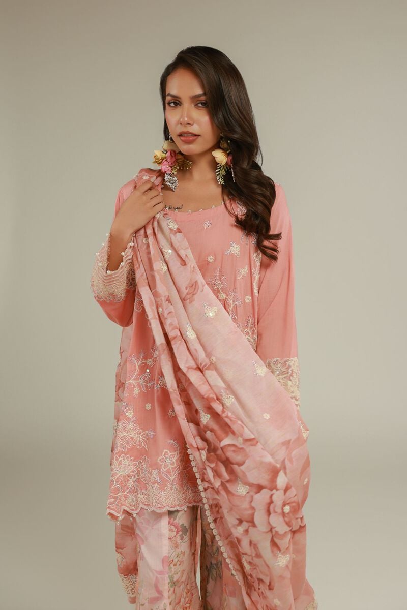 Embroidered | Raw Silk | Floral Kurta 3-piece | USD 155.00