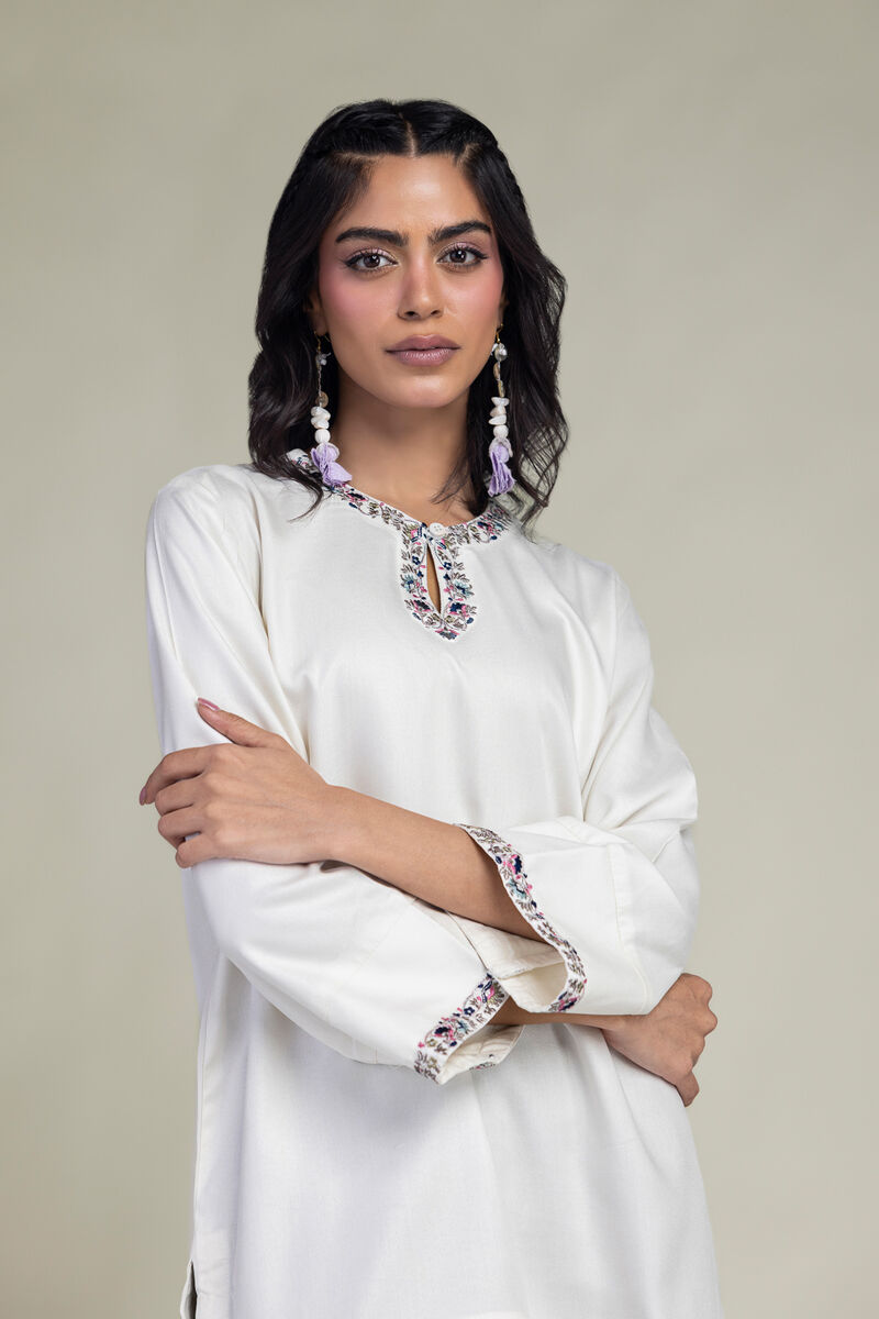 Embroidered | Viscose Crepe | Solid Viscose Tunic | USD 40.00