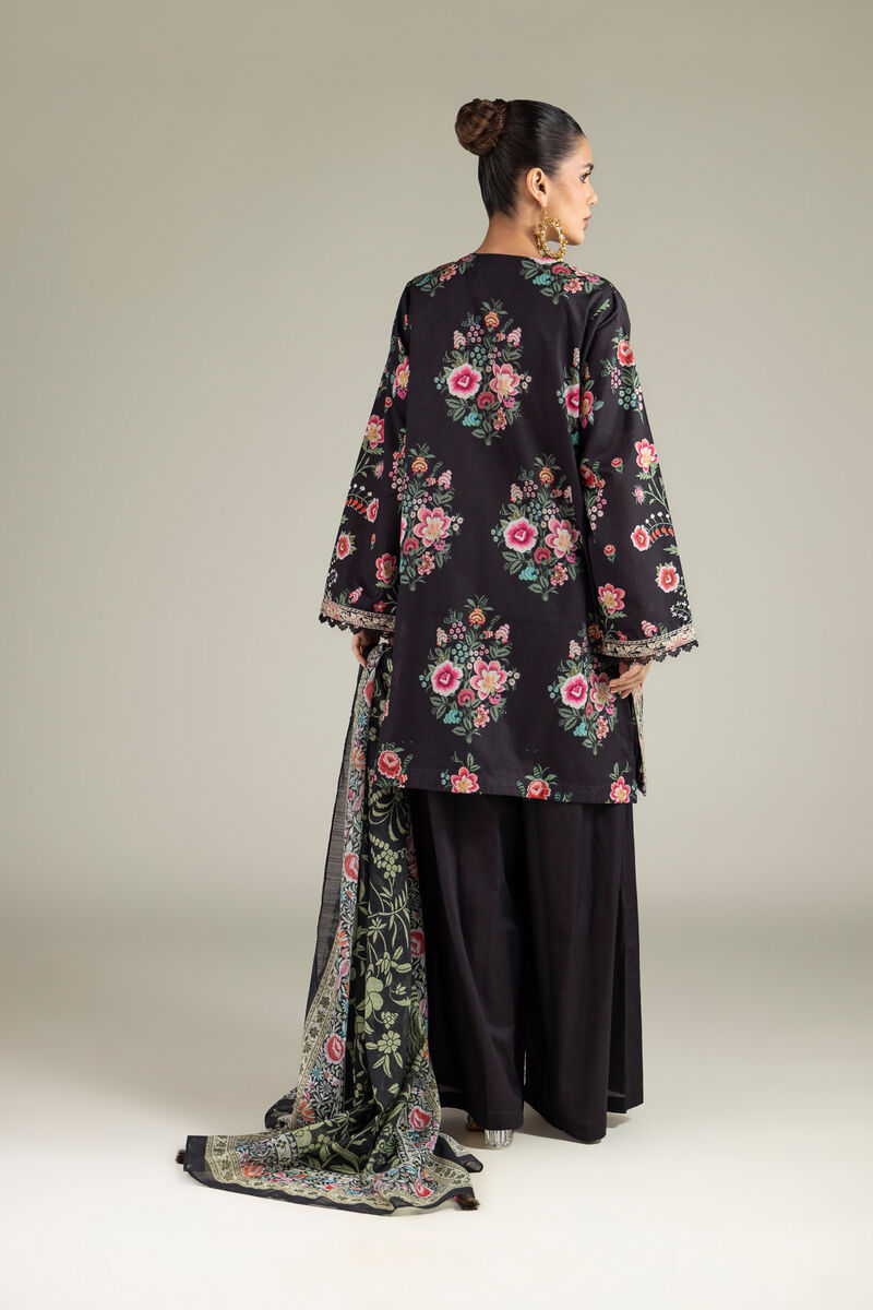 Embroidered | Cambric | Black Tailored 3-Piece | USD 80.00