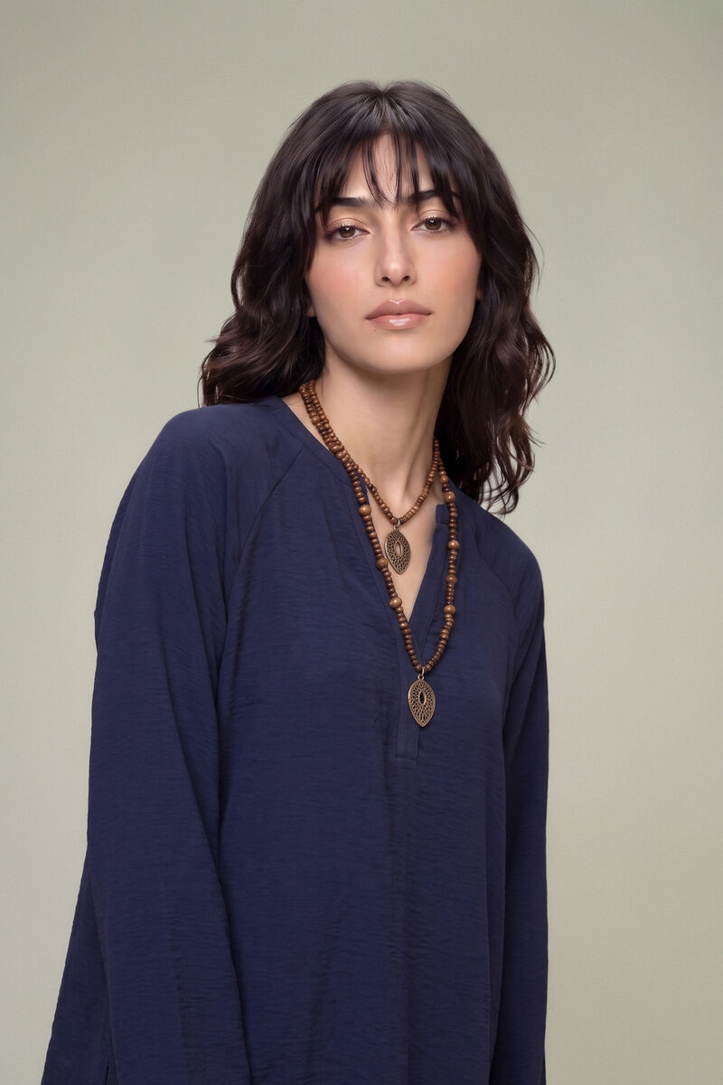 Dyed | Textured Georgette | V-Neck Solid Tunic | USD 40.00