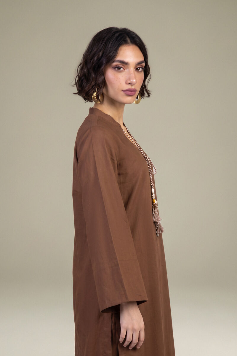 Dyed | Poplin | Brown Solid Kurta | null
