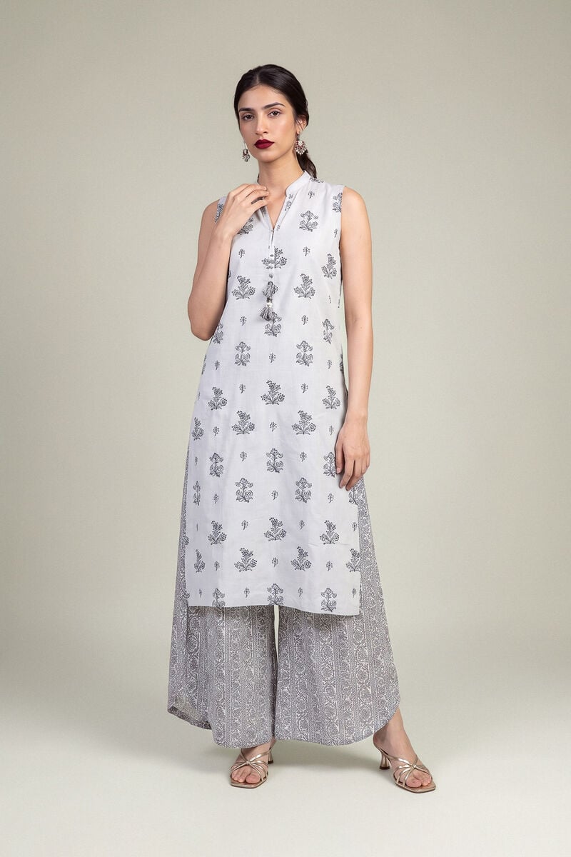Embroidered | Raw Silk | Sleeveless V-Neck Kurta | USD 45.00
