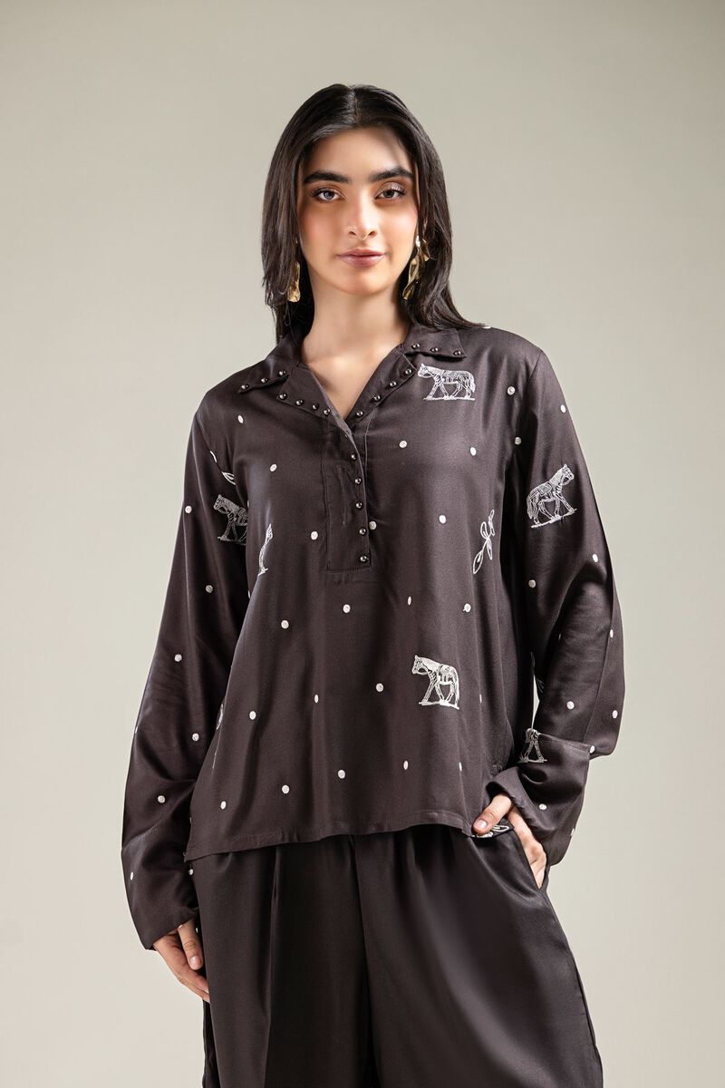 Embroidered | Viscose Crepe | Blouse | USD 40.00