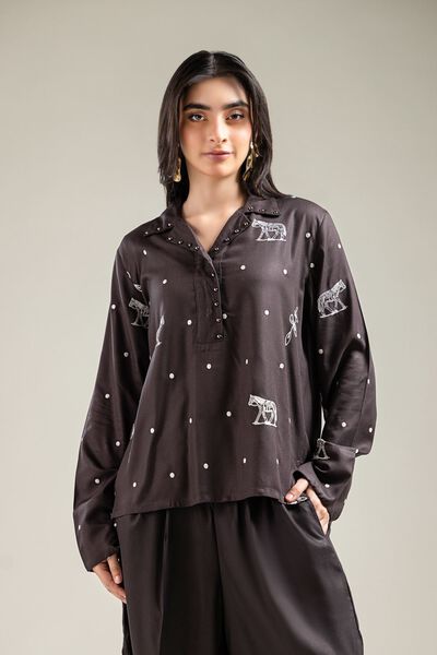 Embroidered | Viscose Crepe | Blouse | USD 40.00