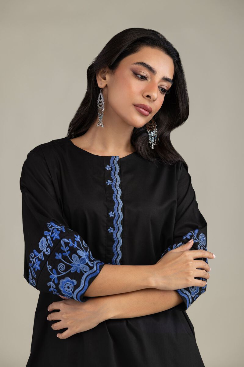 Embroidered | Cambric | Black Cambric Kurta | USD 40.00