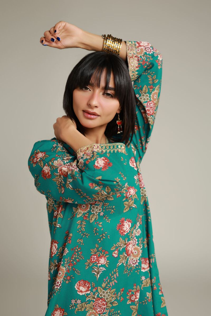 Embroidered | Cambric | Floral Longline Kurta | USD 30.00