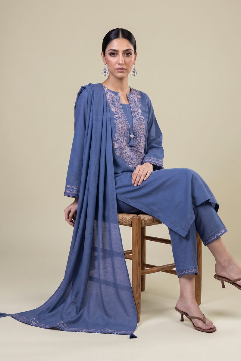Embroidered | Light Khaddar | Blue Khaddar Dupatta | USD 35.00