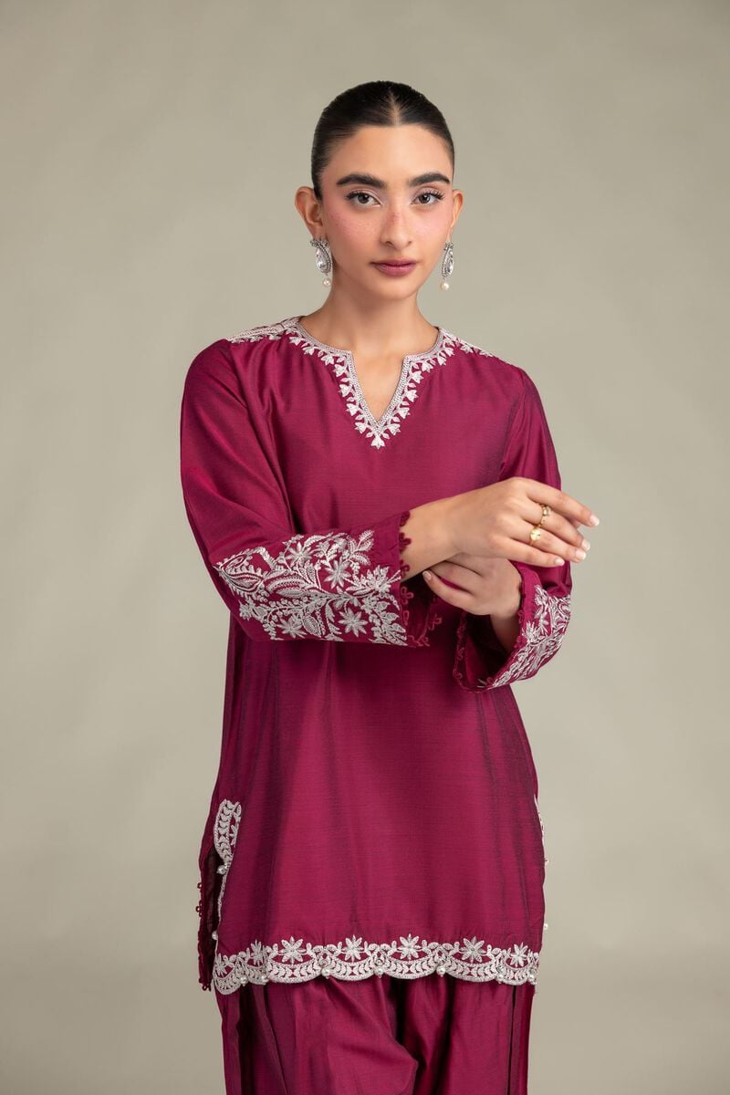 Printed | Raw Silk | Silk V-Neck Kurta | USD 55.00