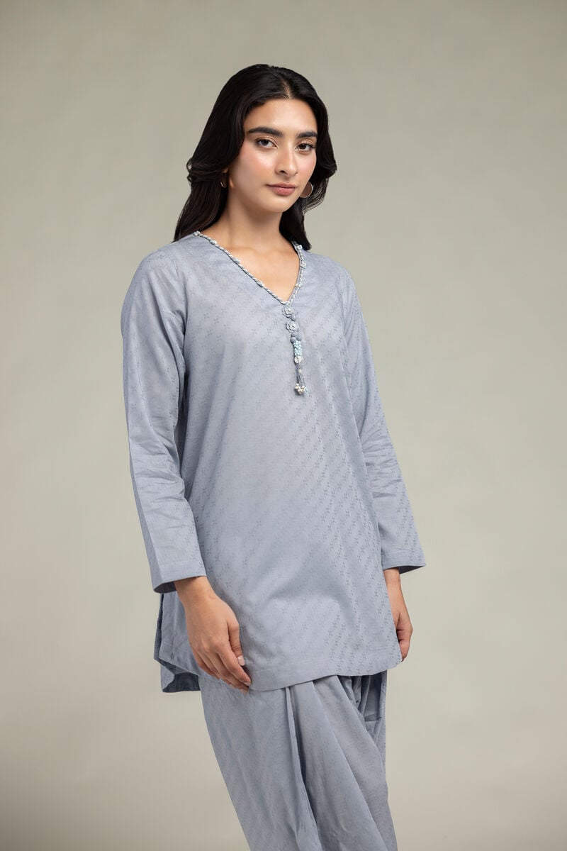Dyed | Cotton Dobby | V-Neck Cotton Kurta | USD 35.00