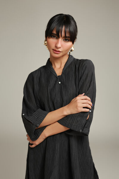 Dyed | Blended Crinkle | Black Crinkle Kurta | USD 35.00