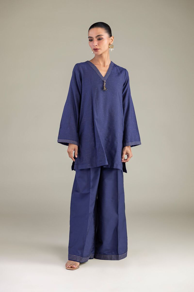 Dyed | Raw Silk | Navy Solid Pants | USD 30.00