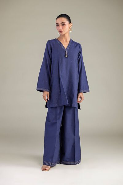 Dyed | Raw Silk | Navy Solid Pants | USD 30.00