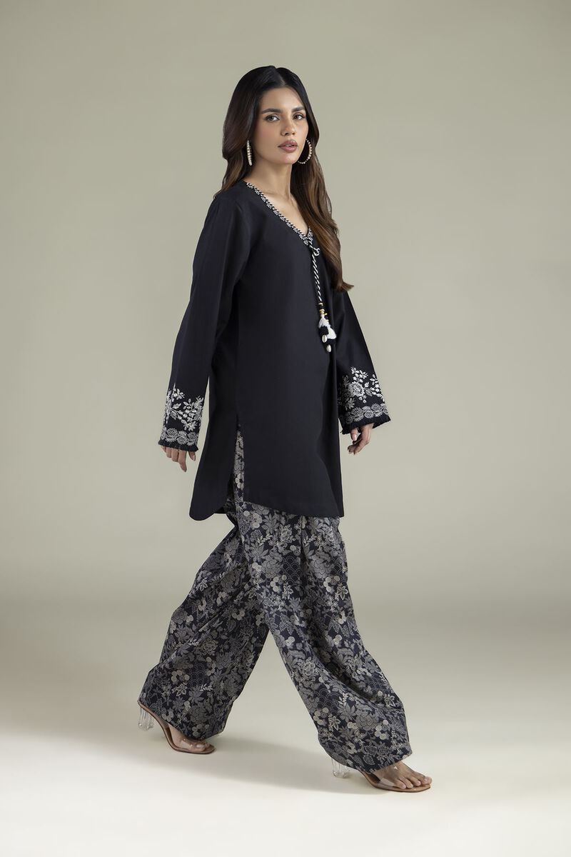 Embroidered | Cambric | Black Tailored 2-Piece | USD 55.00
