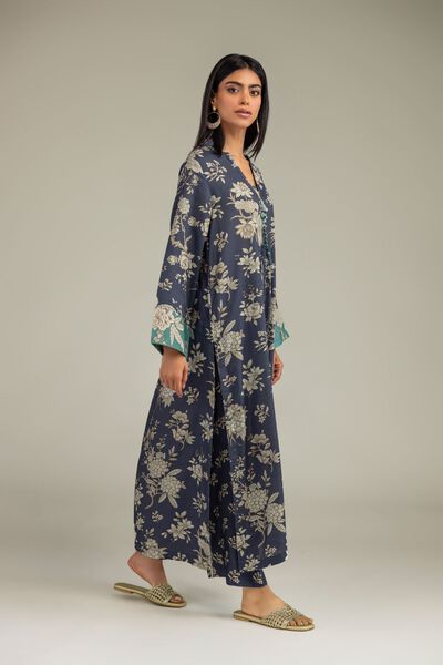 Printed | Raw Silk | Floral Navy Pants | USD 35.00