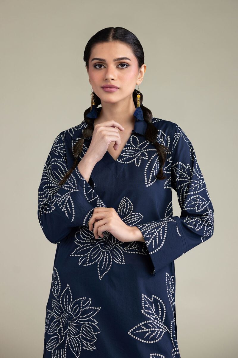 Printed | Cambric | Navy Longline Kurta | USD 35.00