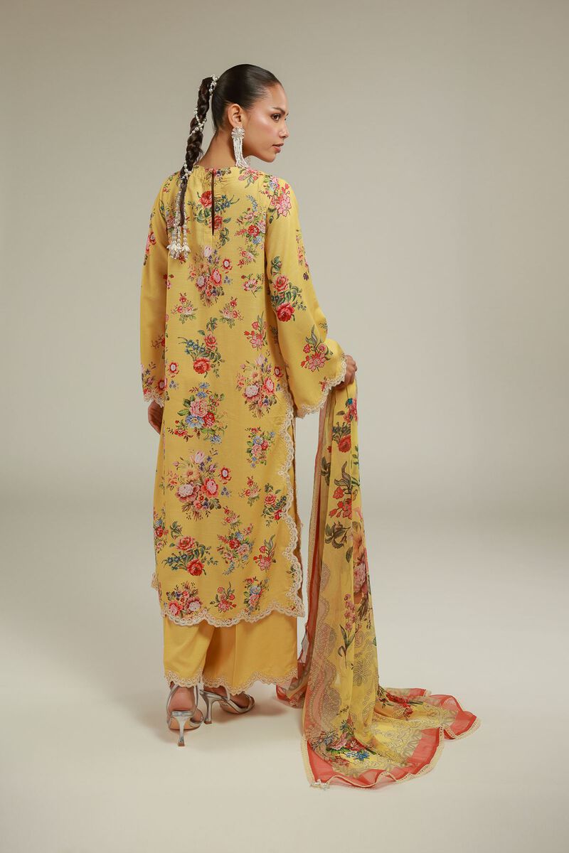 Embroidered | Chiffon | Floral Lace Dupatta | USD 35.00