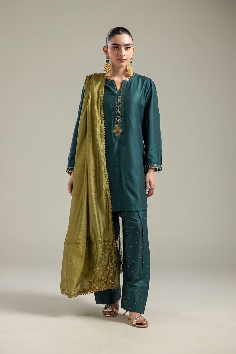 Cotton Net | Olive Net Dupatta | USD 40.00