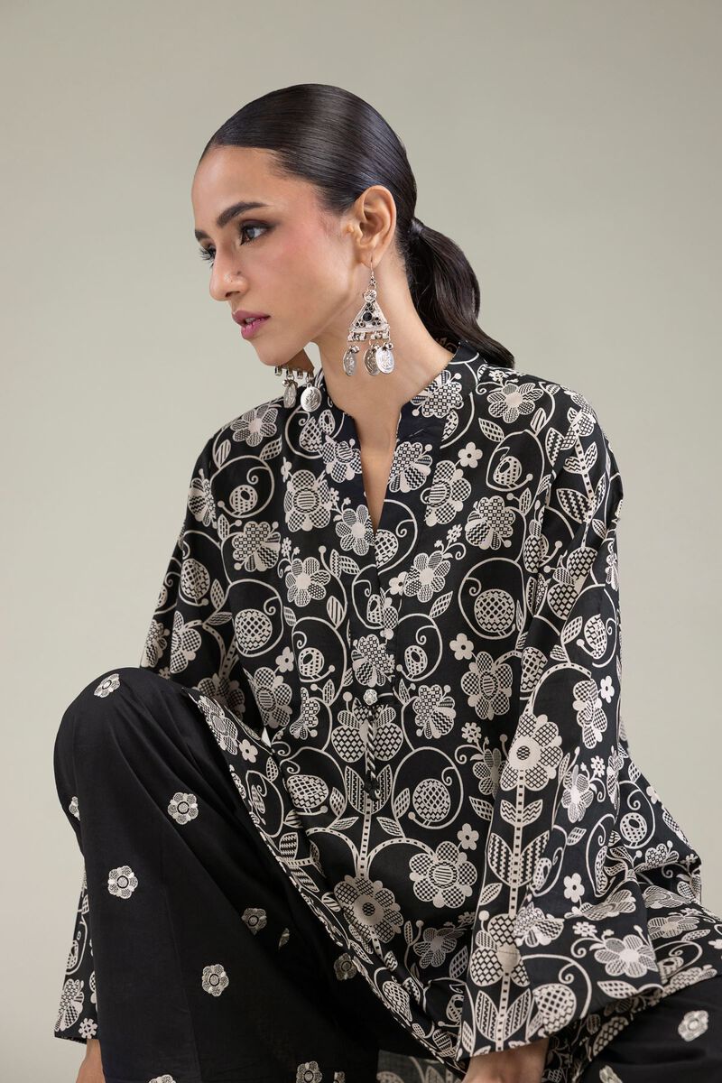 Embroidered | Cambric | Black V-Neck Kurta | USD 30.00