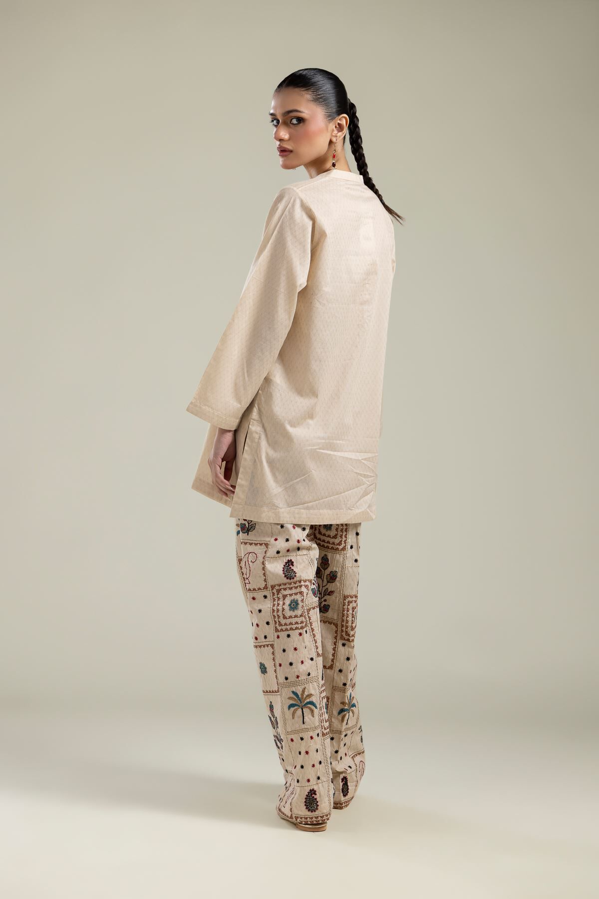 Buy Beige Cotton Kurta | 9.00 USD | 1-26-134-A-H-VG_MULTI | Khaadi