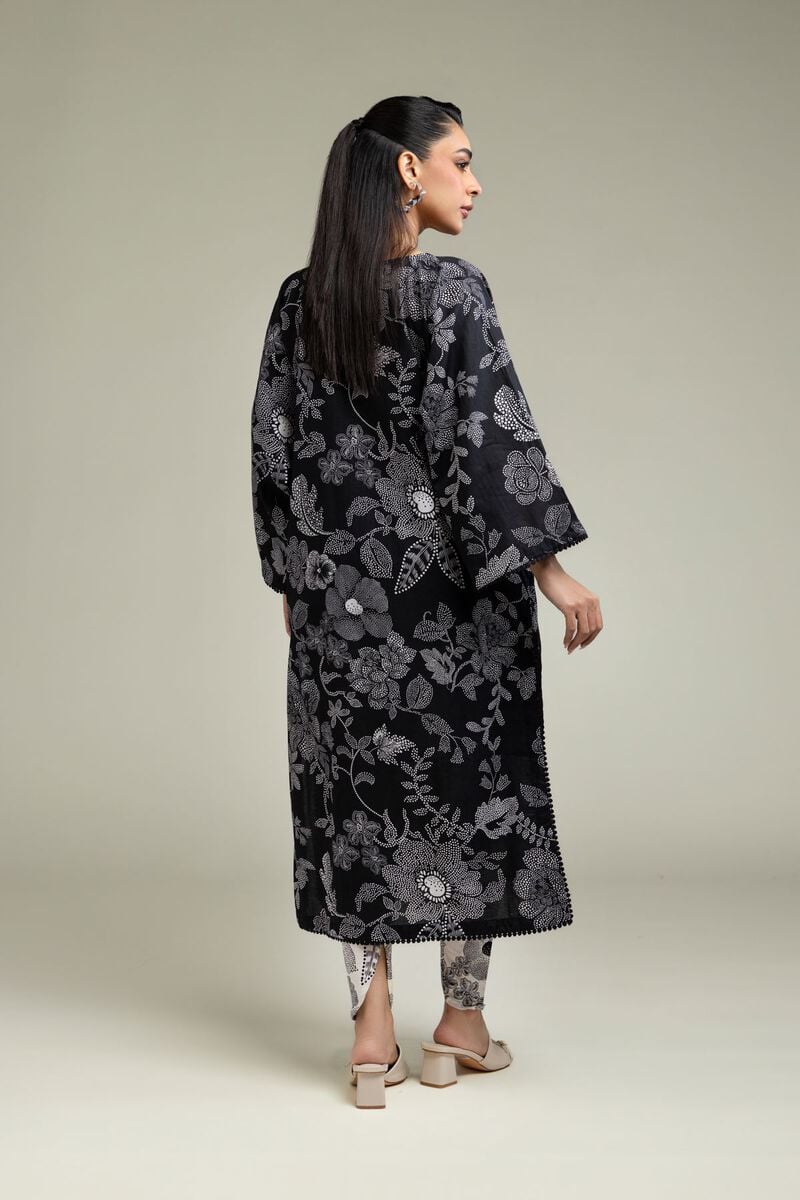Printed | Cotton Dobby | Black Longline Kurta | USD 35.00