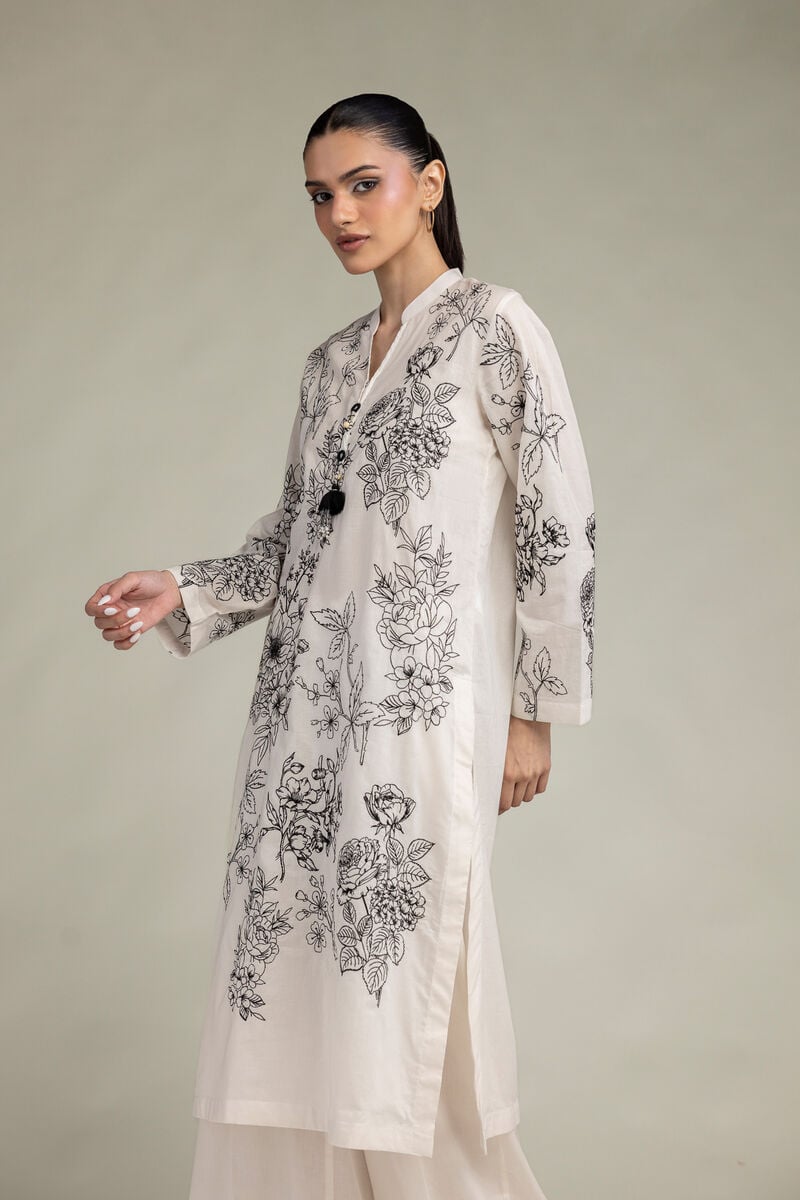 Embroidered | Cambric | Cambric Longline Kurta | USD 45.00