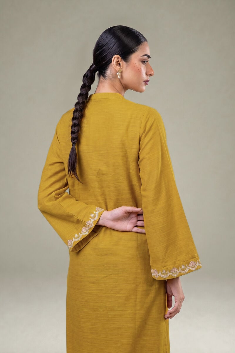 Embroidered | Light Khaddar | Mustard Khaddar Kurta | USD 40.00