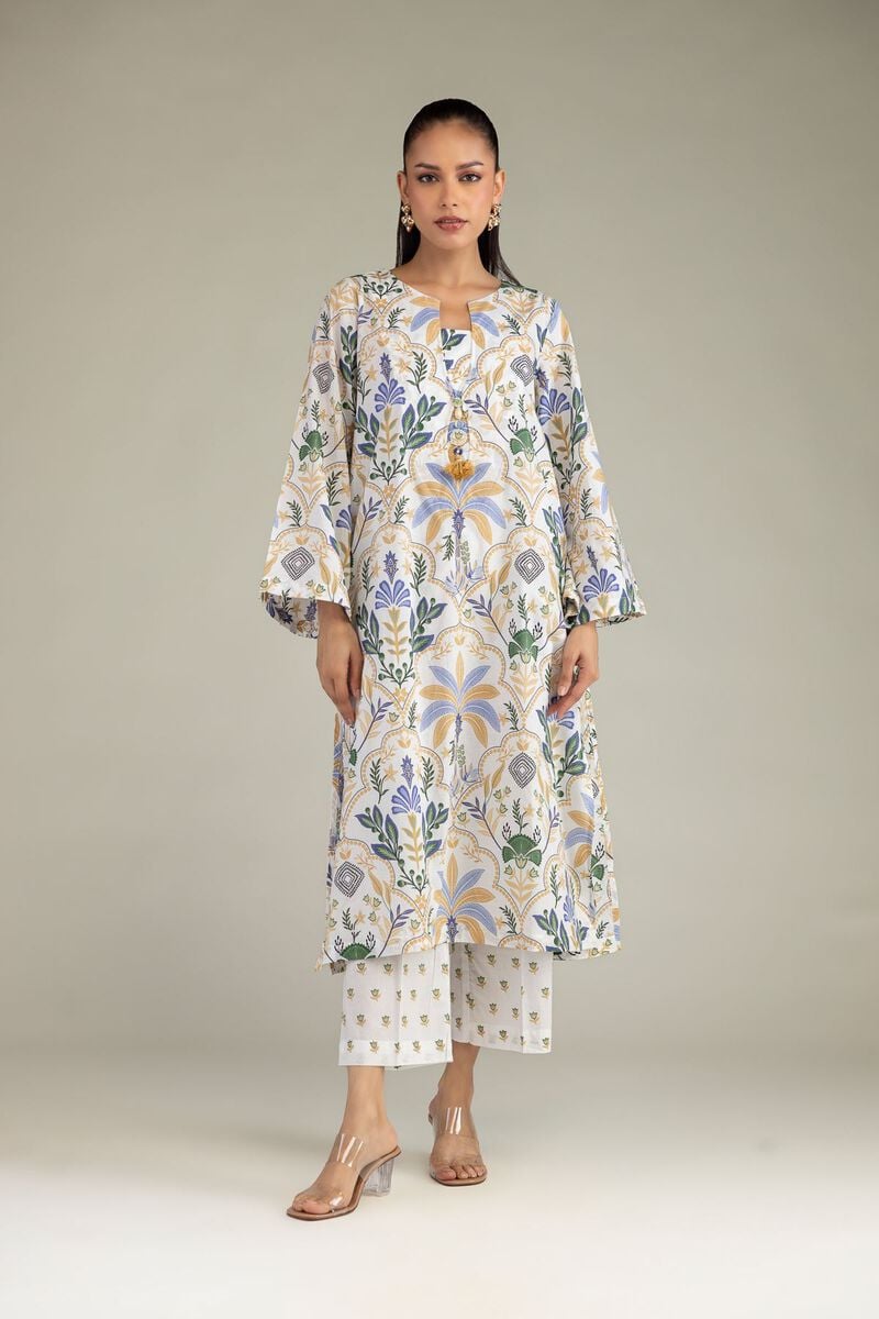 Printed | Cambric | Floral White Pants | USD 30.00