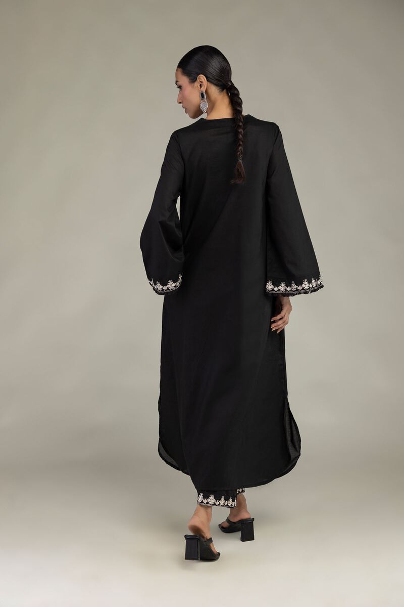 Embroidered | Cambric | Black Longline Kurta | USD 35.00