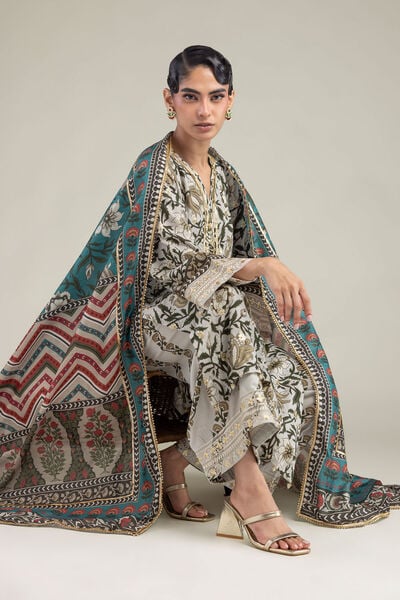Embroidered | Raw Silk | Floral Silk Kurta | USD 60.00