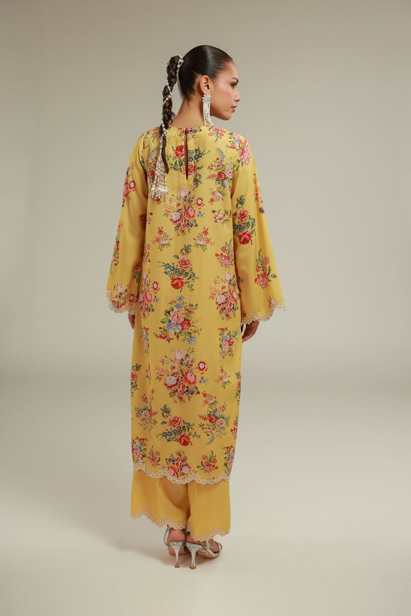 Embroidered | Raw Silk | Floral Lace Kurta | USD 70.00