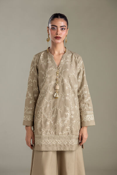 Embroidered | Heavy Blended Viscose | Floral V-Neck Kurta | USD 65.00