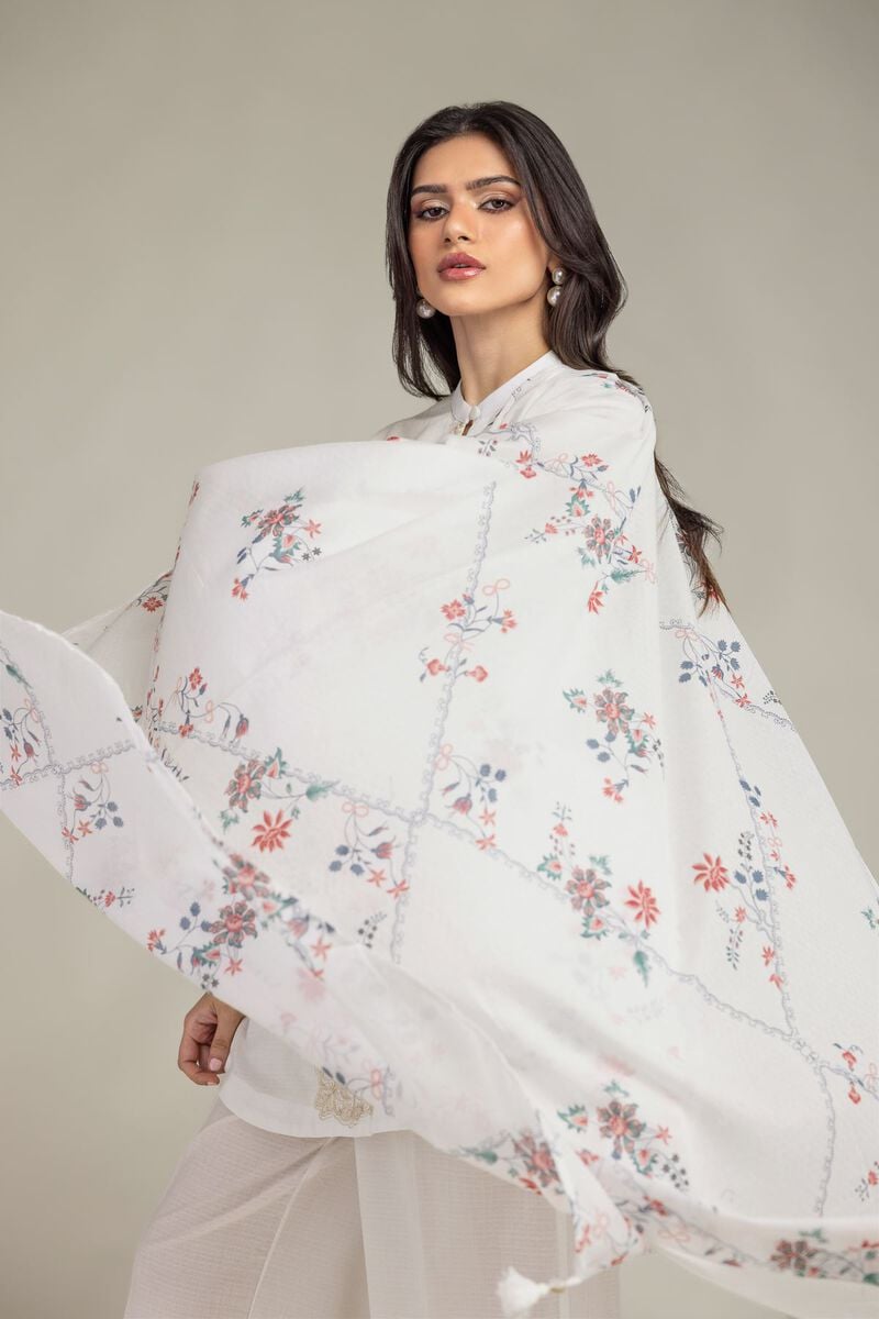 Embroidered | Cotton Net | Floral Cotton Dupatta | USD 25.00