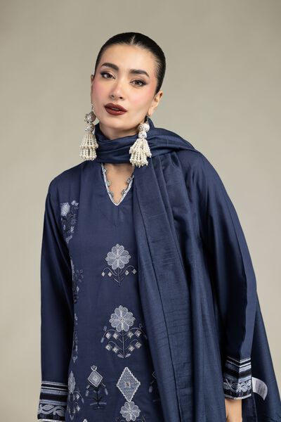 Embroidered | Polyester Silk | Navy Tassel Dupatta | USD 35.00
