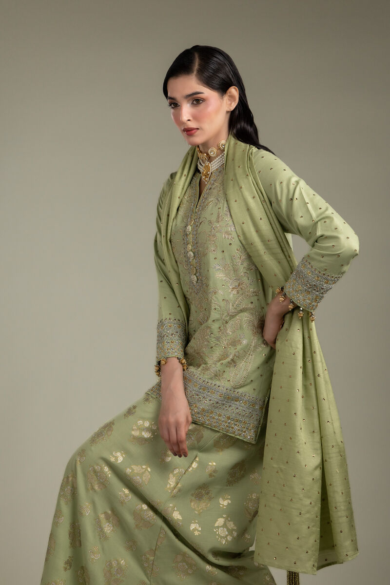 Embroidered | Raw Silk | 3-Piece Co-ord Set | USD 210.00